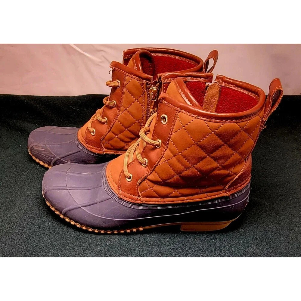 Tommy Hilfiger Rain Snow Duck Boots Size Blue Tan Women's 8M - Picture 4 of 10